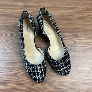 Alex Marie Black & White Tweed Block Heel Pumps Size 8.5M